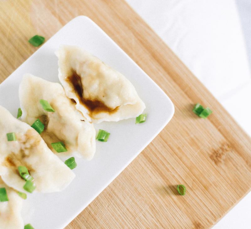 steamed dumplings on the plate