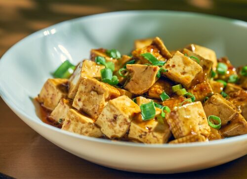 ma po tofu in the plate