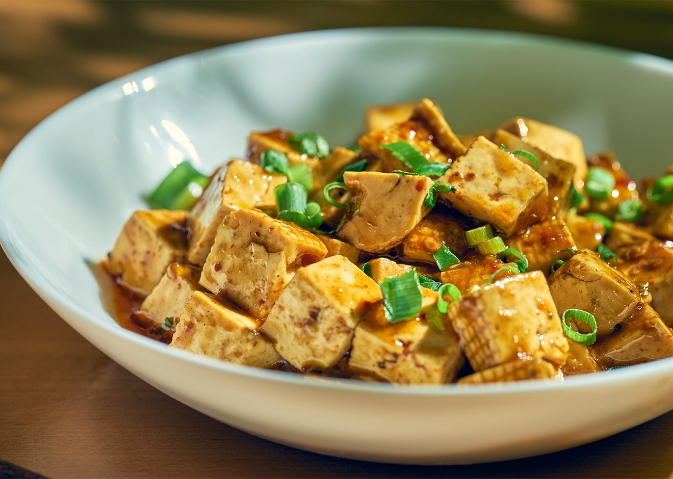 ma po tofu in the plate