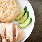 hainanese chicken rice with cucumber