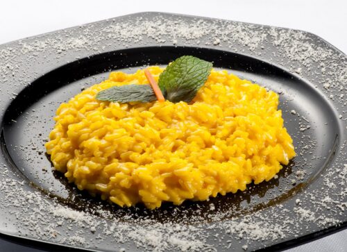 milanese saffron risotto in the plate