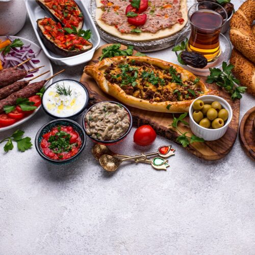 more than one turkish food in the same frame