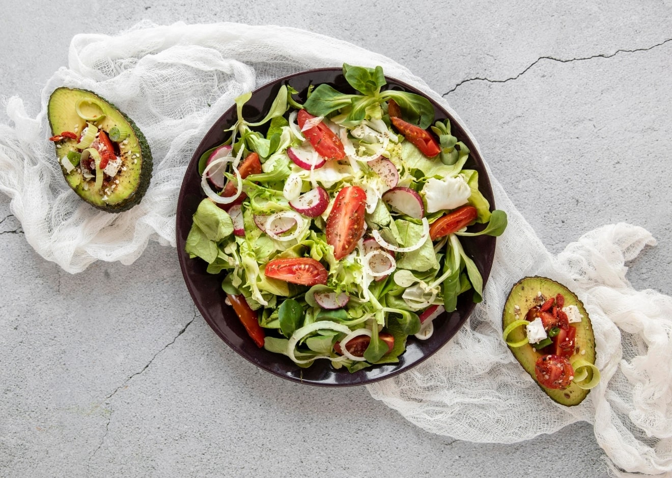 avocado with tomato salad