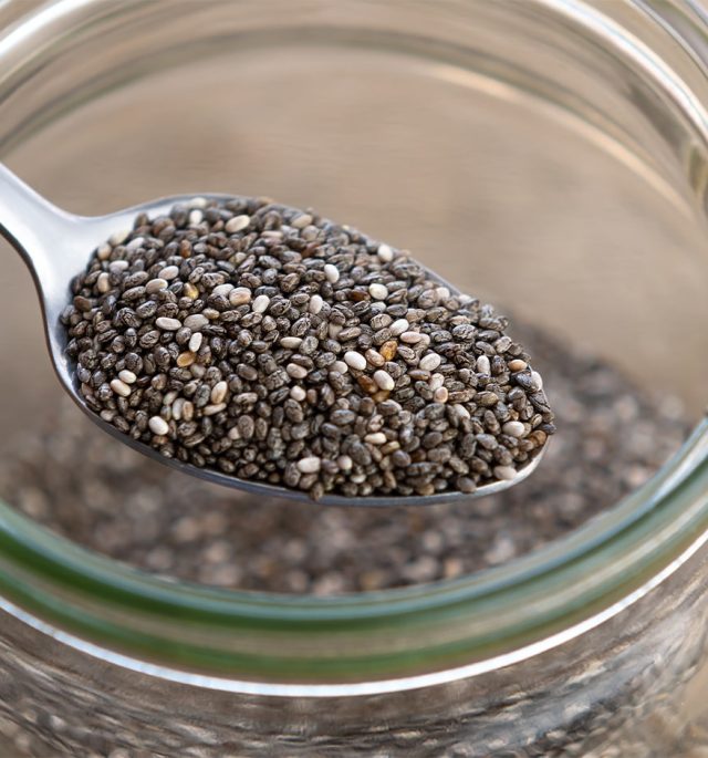 nutritious chia seeds spoon close up